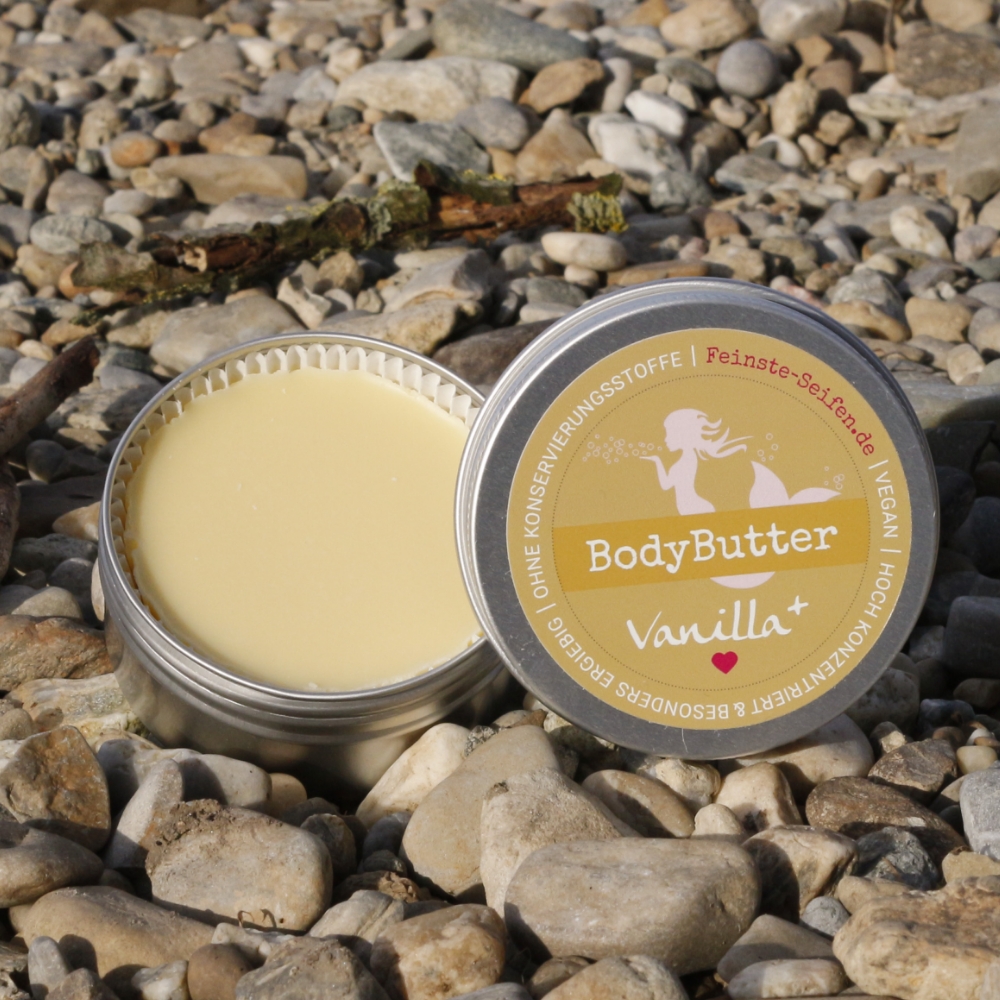 BodyButter Vanilla feste Bodylotion für trockene Haut in nachfüllbarer Aludose