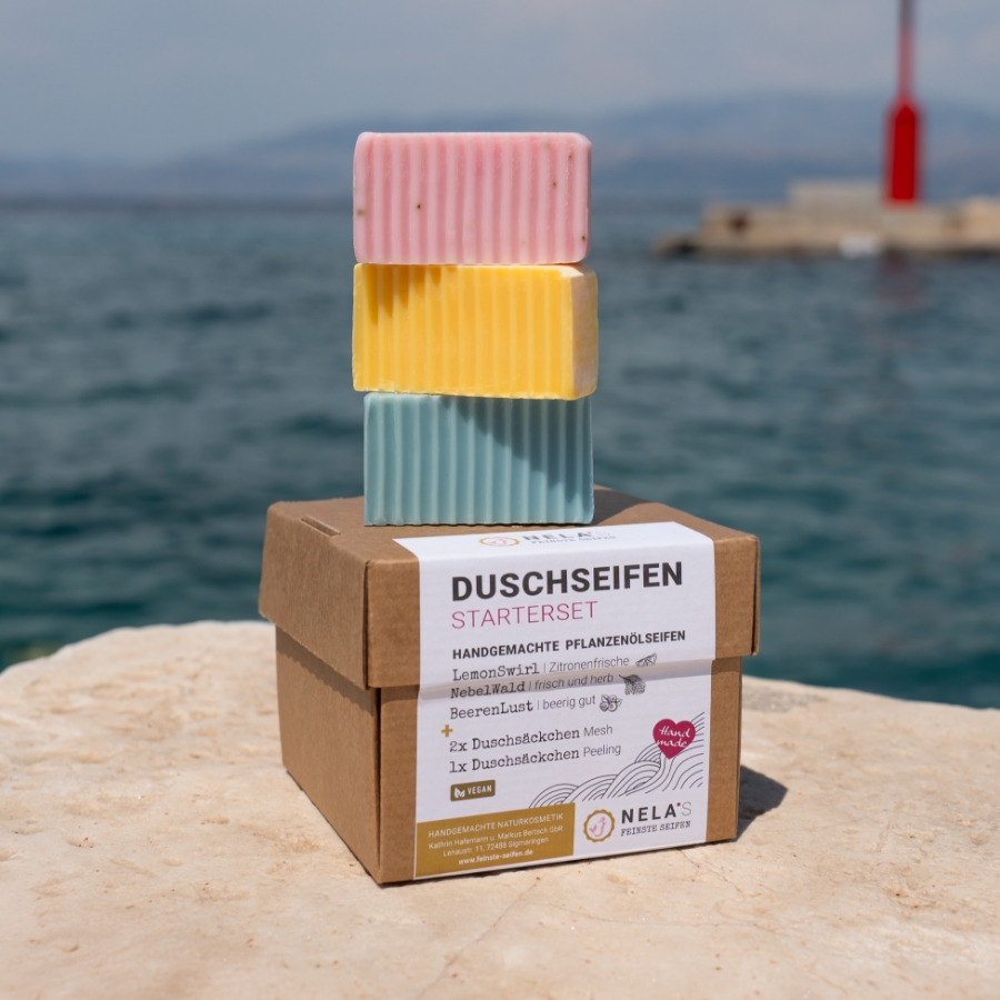 Duschseifen Starterset mit drei handgemachten Duschseifen in verschiedenen Duftsorten