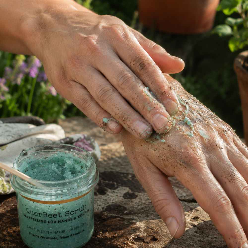 Peeling für Gärtnerhände zur Reinigung und Pflege rauer Hände