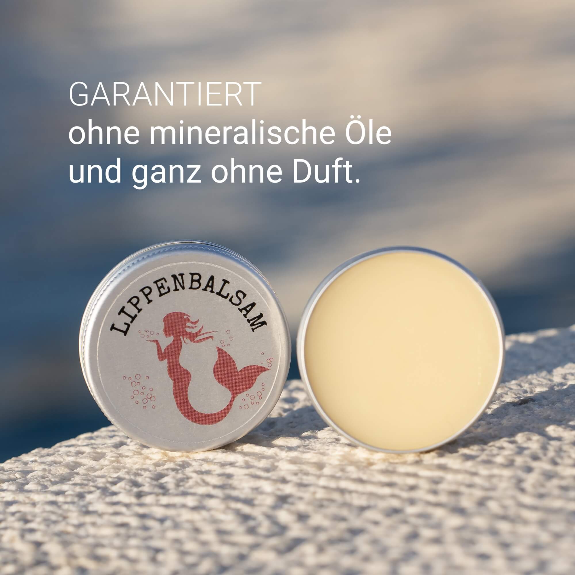 Handgemachter Lippenbalsam ohne Duftstoffe und Mineralöl in einer kompakten Aludose – ideal für die tägliche Lippenpflege.