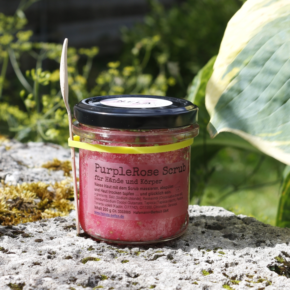 PurpleRose Scrub – Salzpeeling für Hände und Körper im Schraubdeckelglas