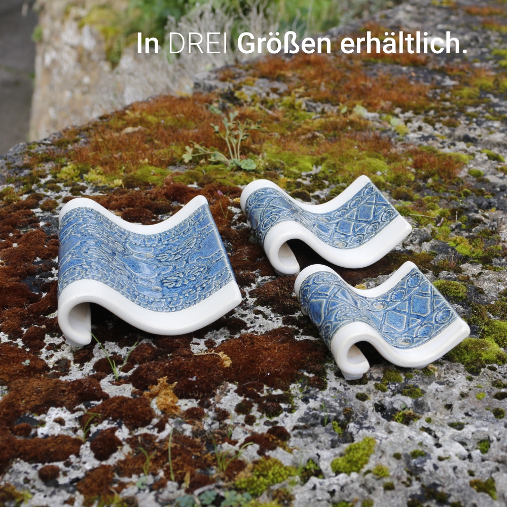 Seifenschale Keramik Wellenform Rauchblau