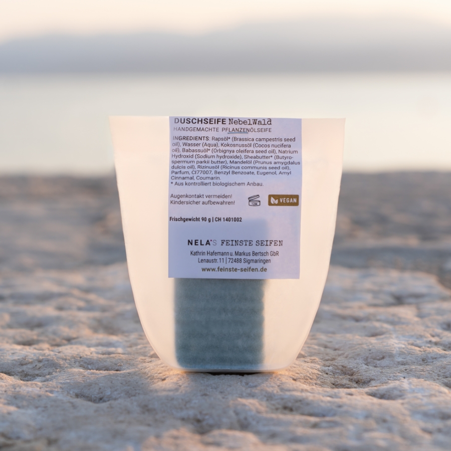 Duschseife NebelWald in Pergamintüte am Strand