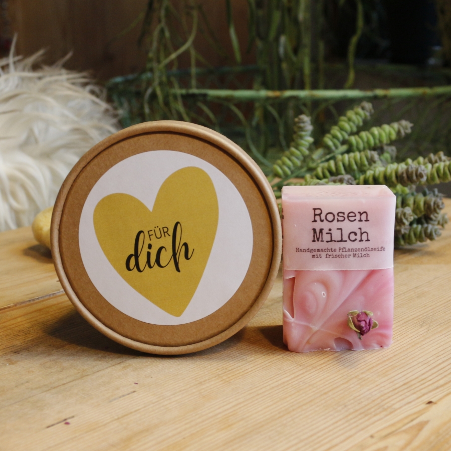 Geschenkset RosenLiebe mit Rosenseife und Seifensäckchen  