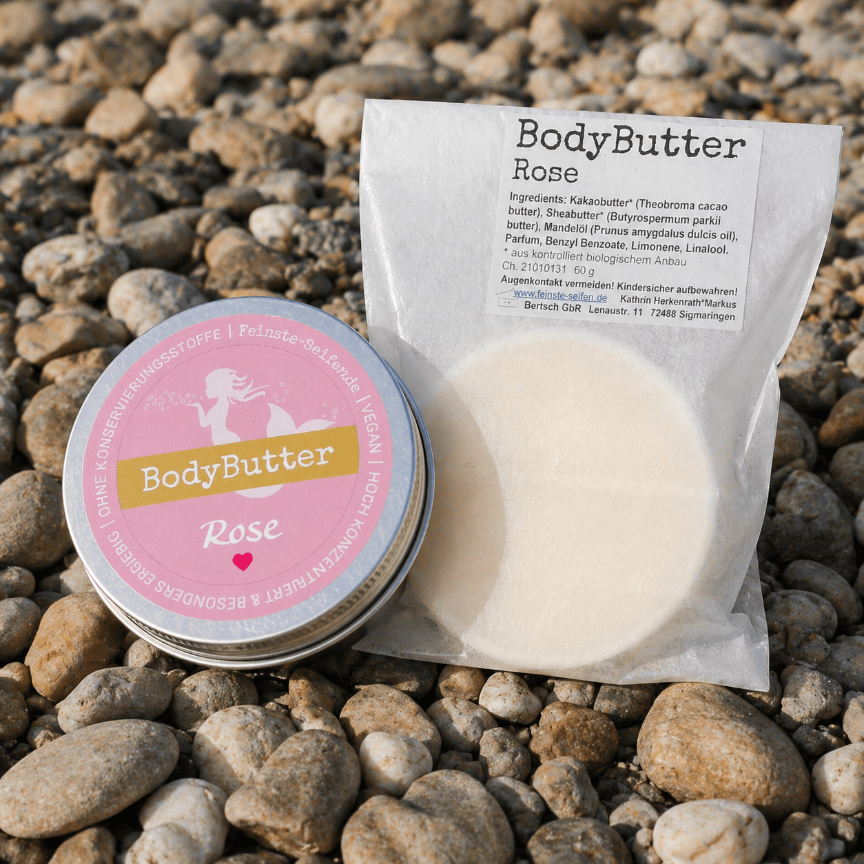 BodyButter Rose in Dose mit Nachfüllstück in Tüte – feste Körperpflege