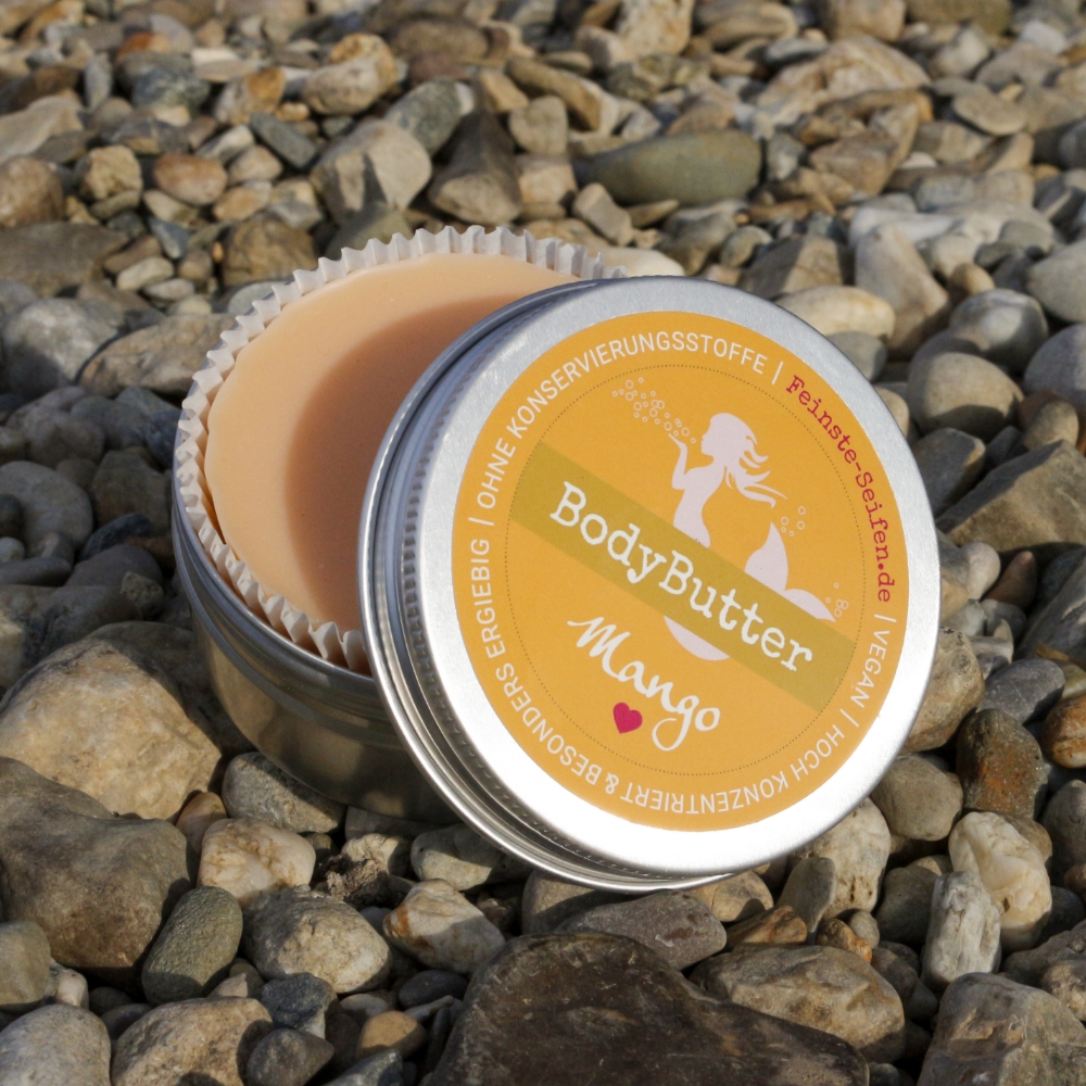 BodyButter Mango feste Bodylotion für trockene Haut in nachfüllbarer Aludose